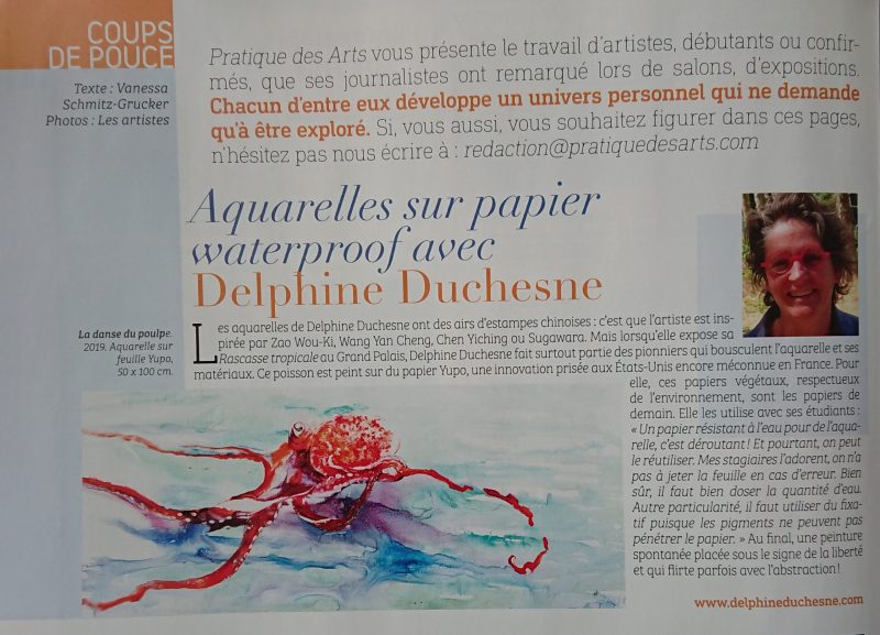 article presse delphine duchesne pratique des arts septembre 2020