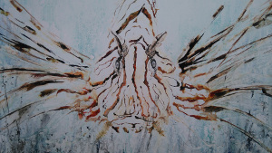 peinture rascasse tropicale Delphine Duchesne art animalier peinture poisson peinture japonaise